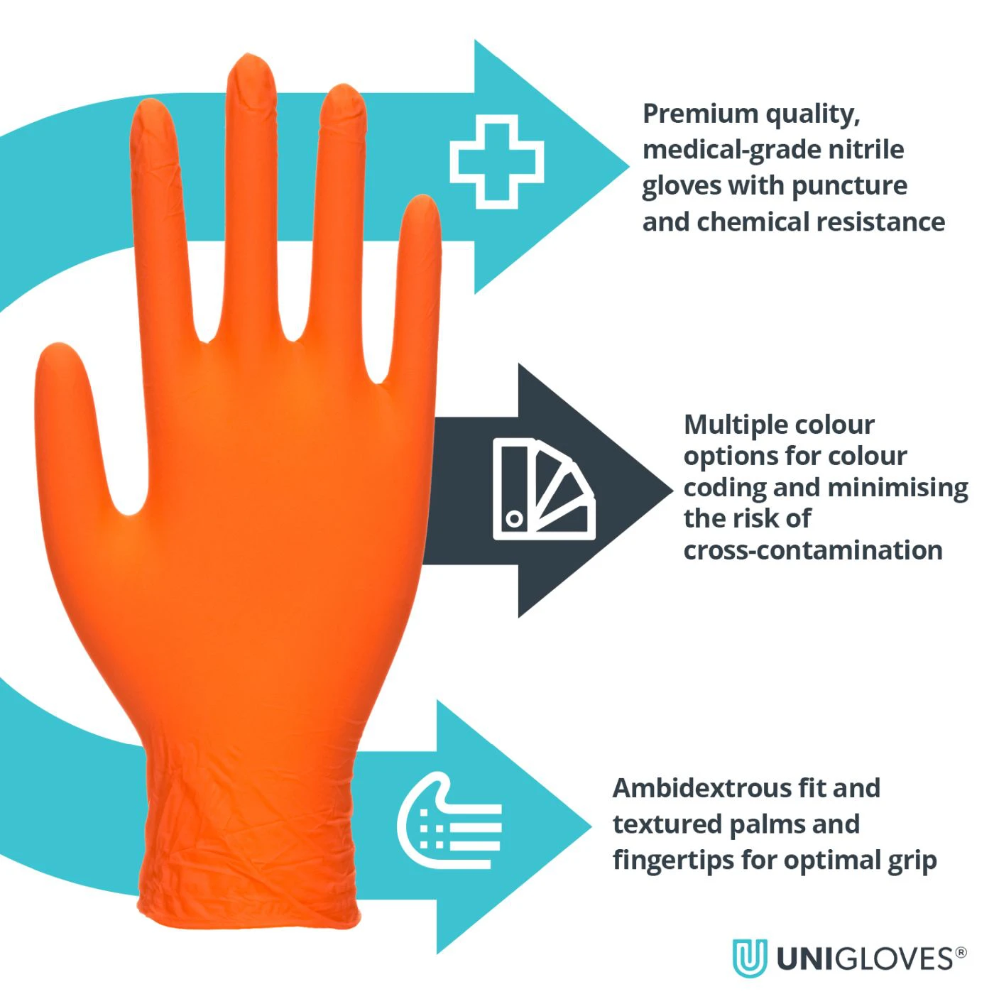 Mănuși din nitril nepudrate Orange Pearl (100 buc./set) / Unigloves / Mănuși de unică folosință