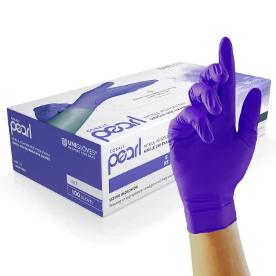 Mănuși din nitril nepudrate Cobalt Pearl (100 buc./set) / Unigloves / Mănuși de unică folosință