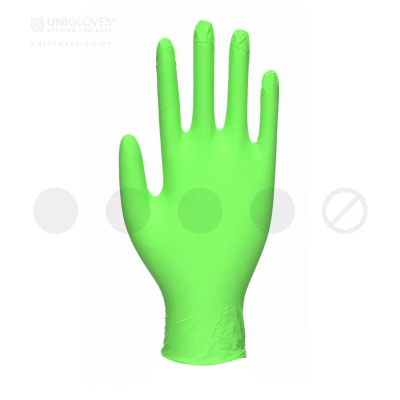 Mănuși din nitril nepudrate Lime Pearl (100 buc./set) / Unigloves / Mănuși de unică folosință
