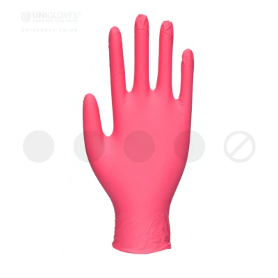 Mănuși din nitril nepudrate Magenta Pearl (100 buc./set) / Unigloves / Mănuși de unică folosință