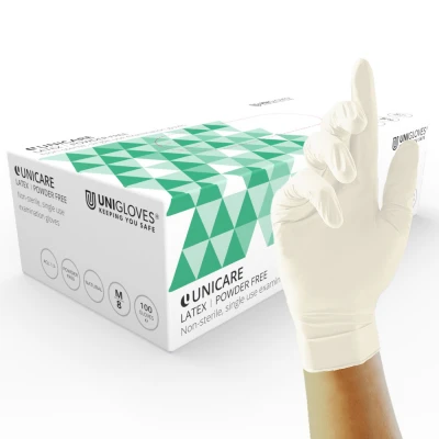Mănuși de unică folosință de uz medical Unicare Latex (100 buc./set) / Unigloves / Mănuși de unică folosință