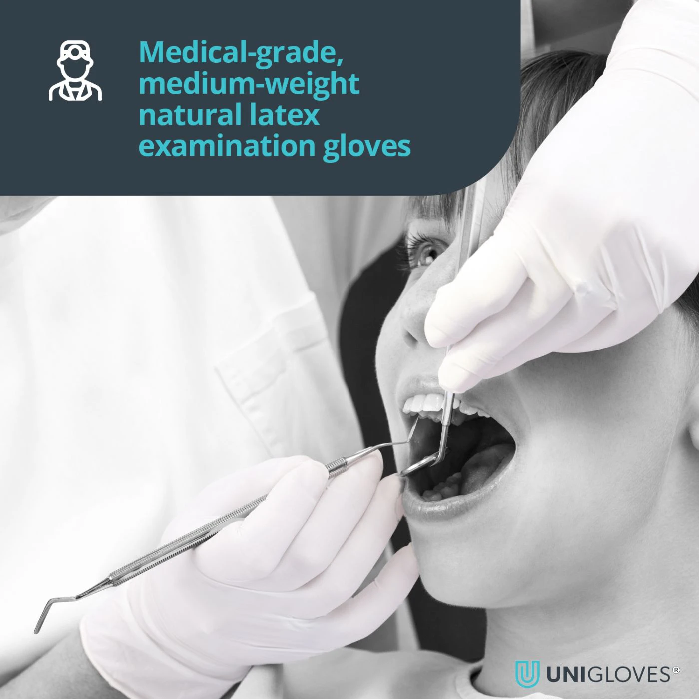 Mănuși de unică folosință de uz medical Unicare Latex (100 buc./set) / Unigloves / Mănuși de unică folosință