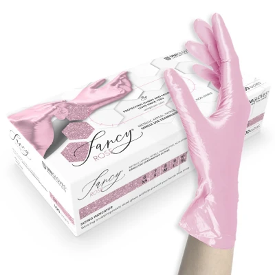 Mănuși nitrilice fără pudră Fancy Rose (100 buc./set) / Unigloves / Mănuși de unică folosință