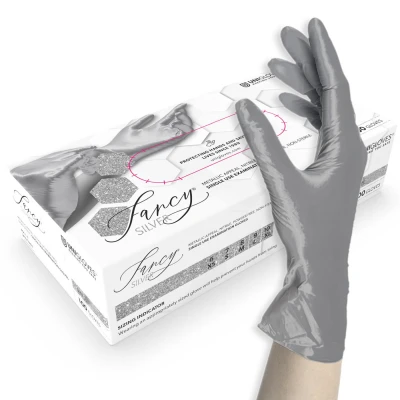 Mănuși nitrilice fără pudră Fancy Silver (100 buc./set) / Unigloves / Mănuși de unică folosință