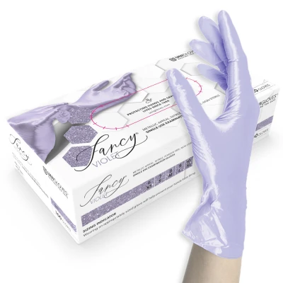 Mănuși nitrilice fără pudră Fancy Violet (100 buc./set) / Unigloves / Mănuși de unică folosință