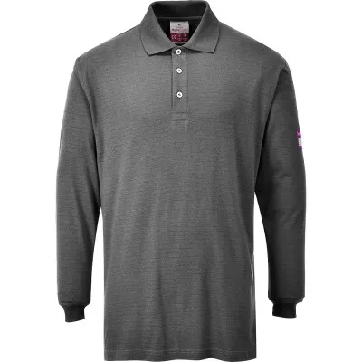 FR10 - Tricou Polo cu mâneci lungi, ignifug și antistatic / Portwest / Îmbrăcăminte antistatică și ignifugă