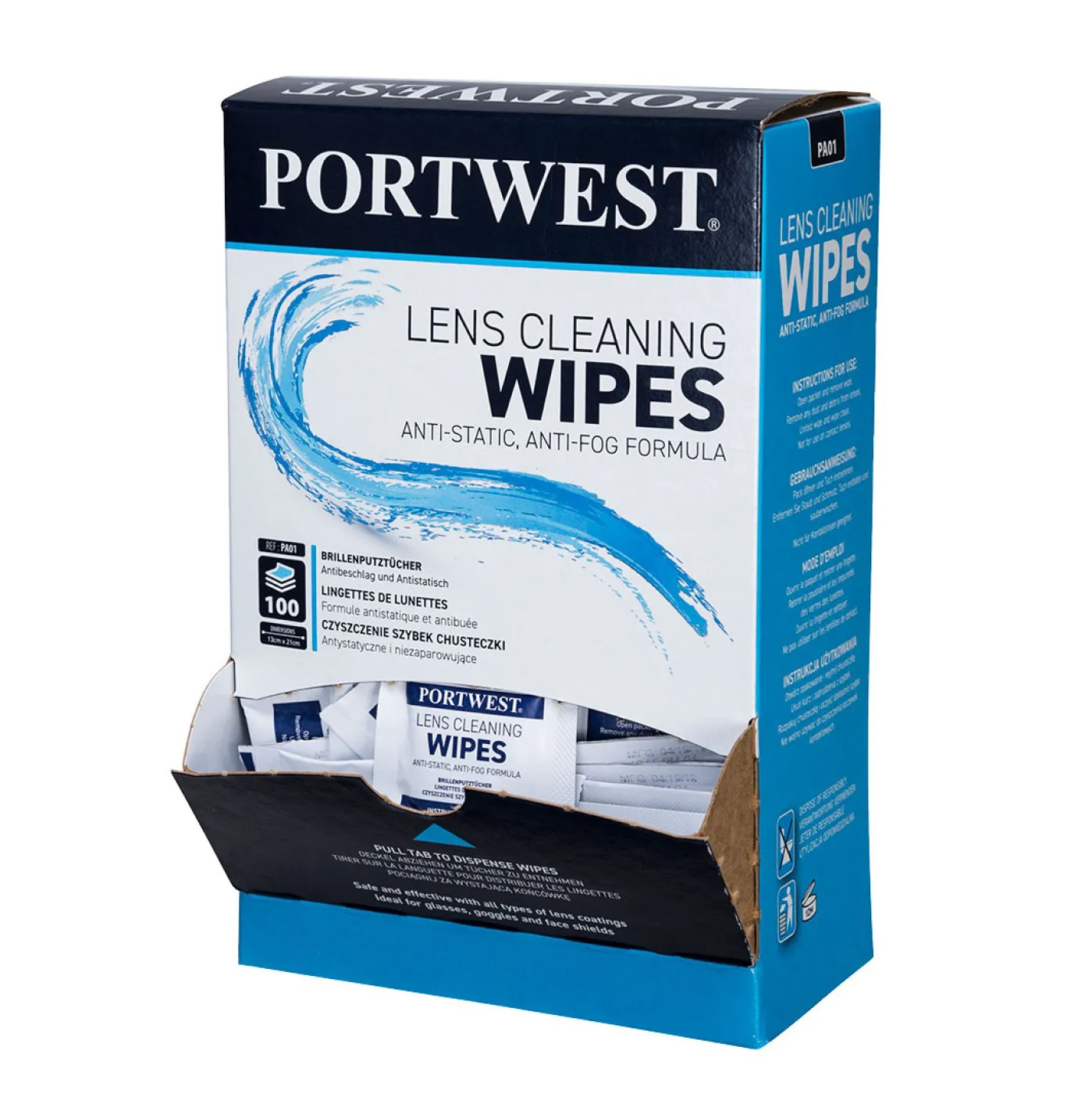 PA01 - Șervețele pentru curățarea lentilelor (100 buc.) / Portwest / Accesorii, sticle, filtre, diverse protecția ochilor