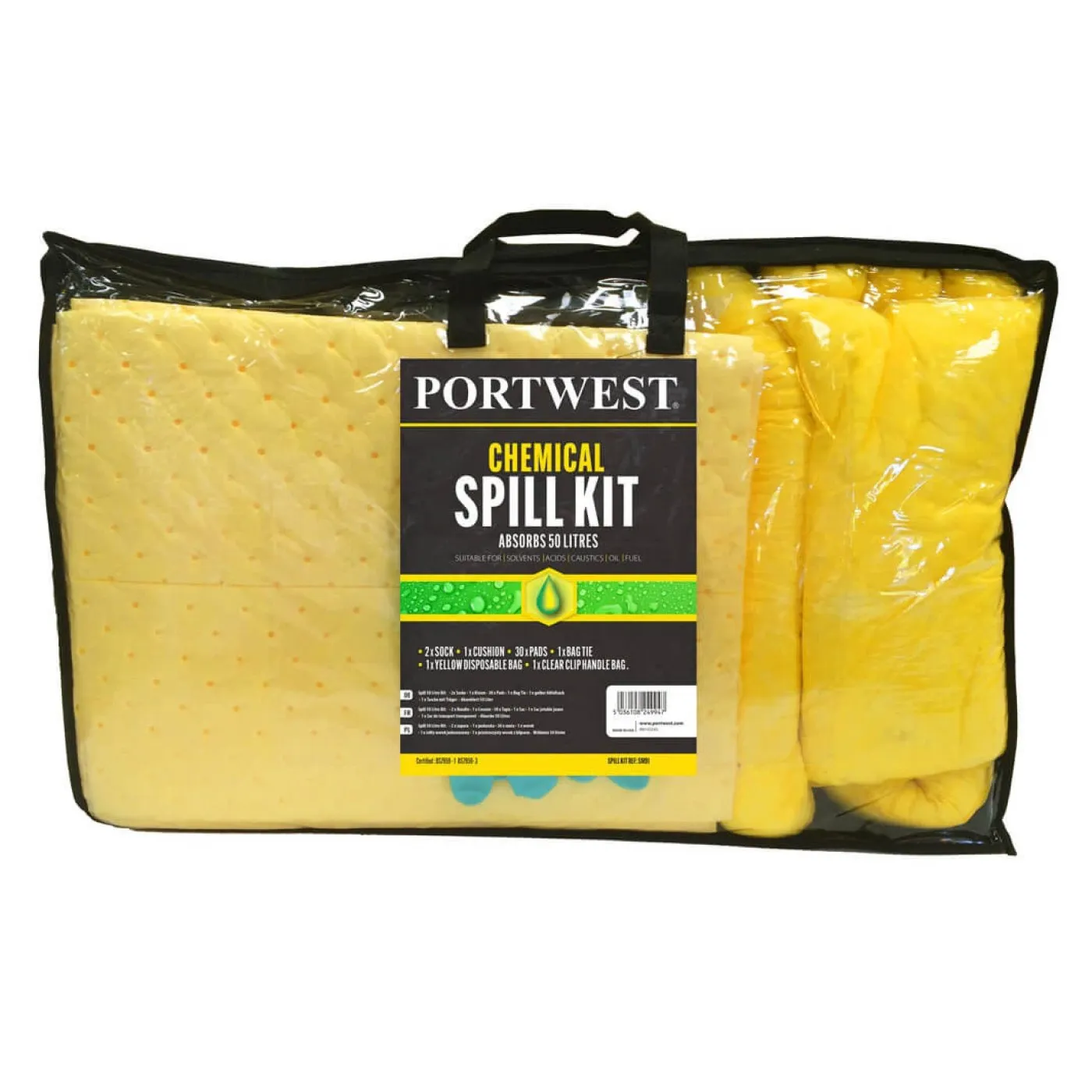 SM91 - Set absorbție substante chimice PW 50L / Portwest / Absorbante lichide, uleiuri și substanțe periculoase